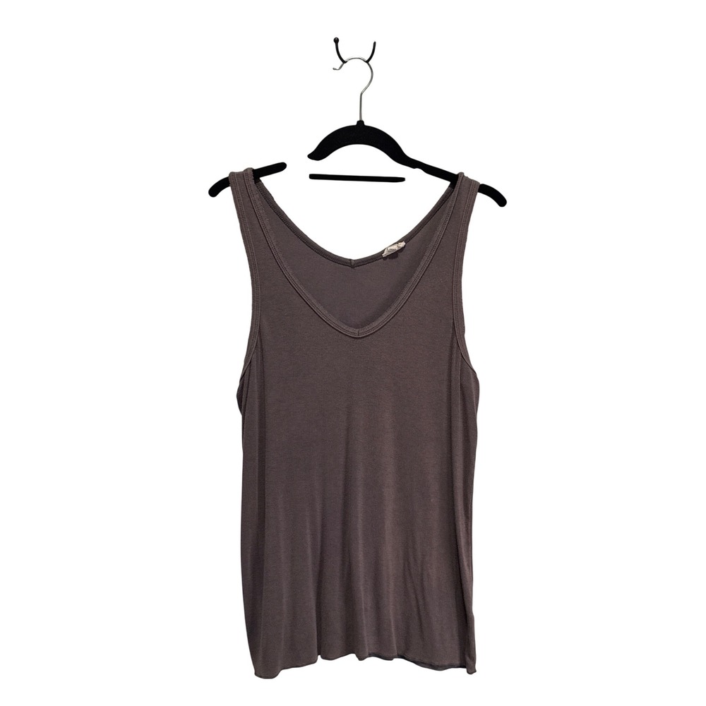 POL Womens Ribbed Taupe V-Neck Tank Top XL
